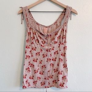 Free People Floral Cami Tank Top Mauve